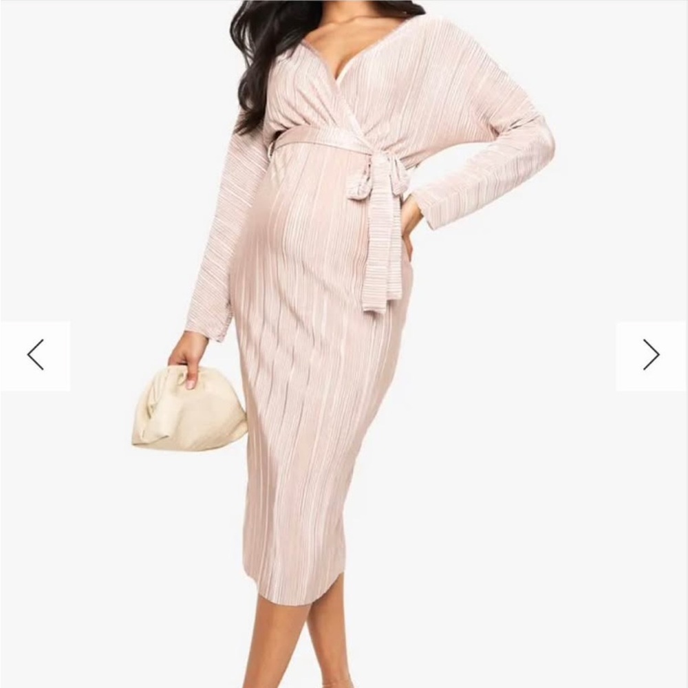 Boohoo Maternity Long Sleeve Wrap Dress